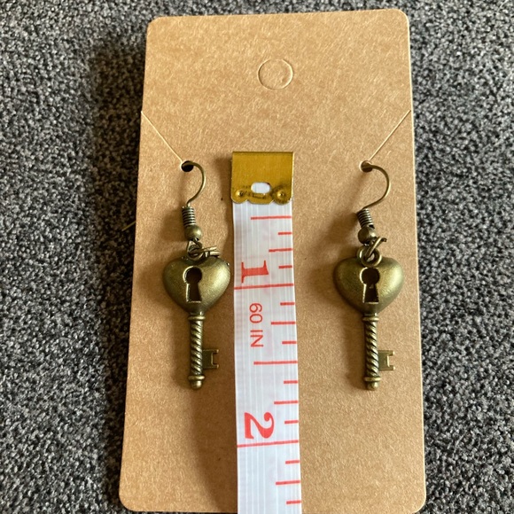 Bronze Handmade Key Earrings. - Picture 3 of 3